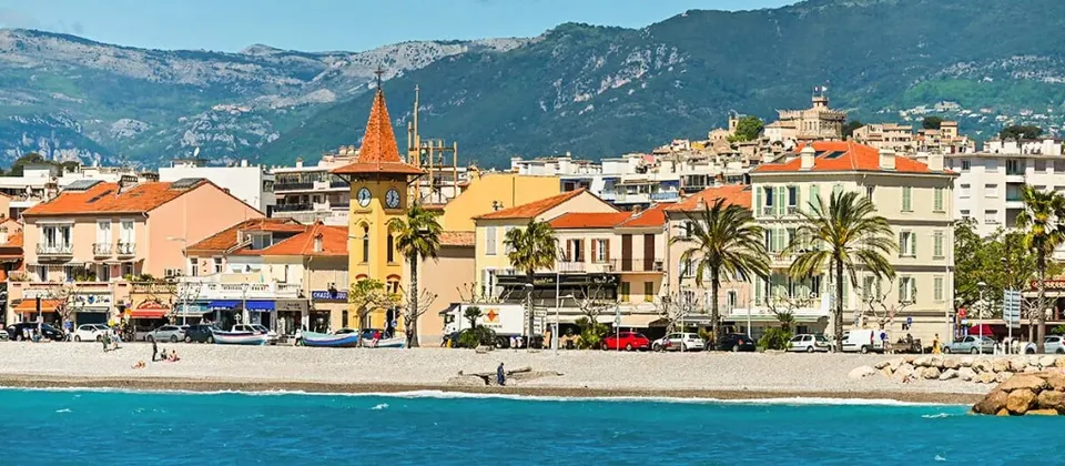 Cros-de-Cagnes sandy beach and seafront near Villa Augflor, Cagnes-sur-Mer