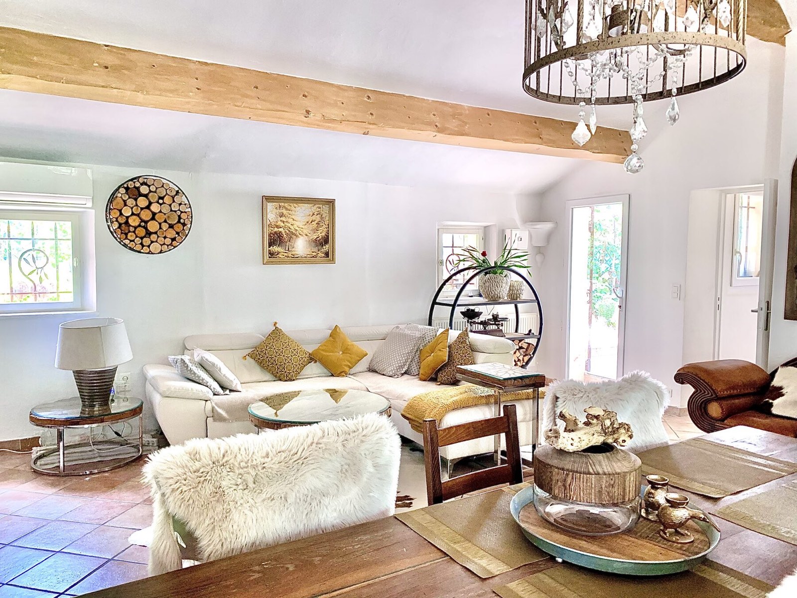 Living room with L-shaped sofa