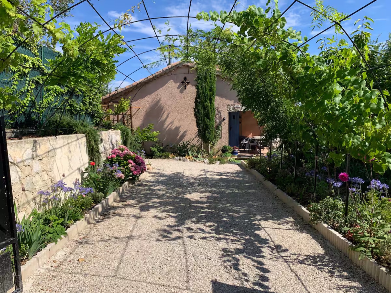 Vine-covered entrance path