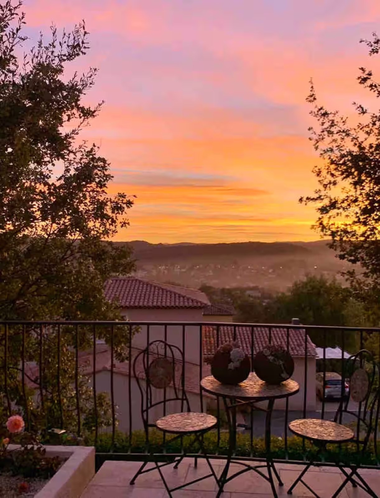 Romantic sunset view from terrace, perfect for anniversary celebration